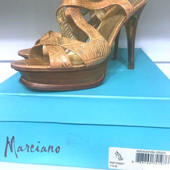 Guess Marciano PMTommy leather platform heels shoes - Picture 4 of 6
